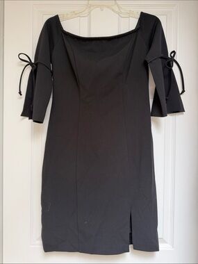 Alexia Admor Black Square-Neck Tie-Sleeve Women’s Dress